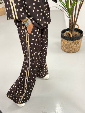 The Polka Stripe Jogger - Chocolate/Cream