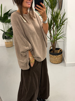 Bubble Sleeve Soft Knit - Taupe (Size 10-18)