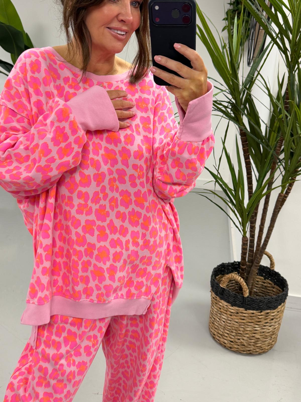 Animal Split Cuff Jersey - Pink