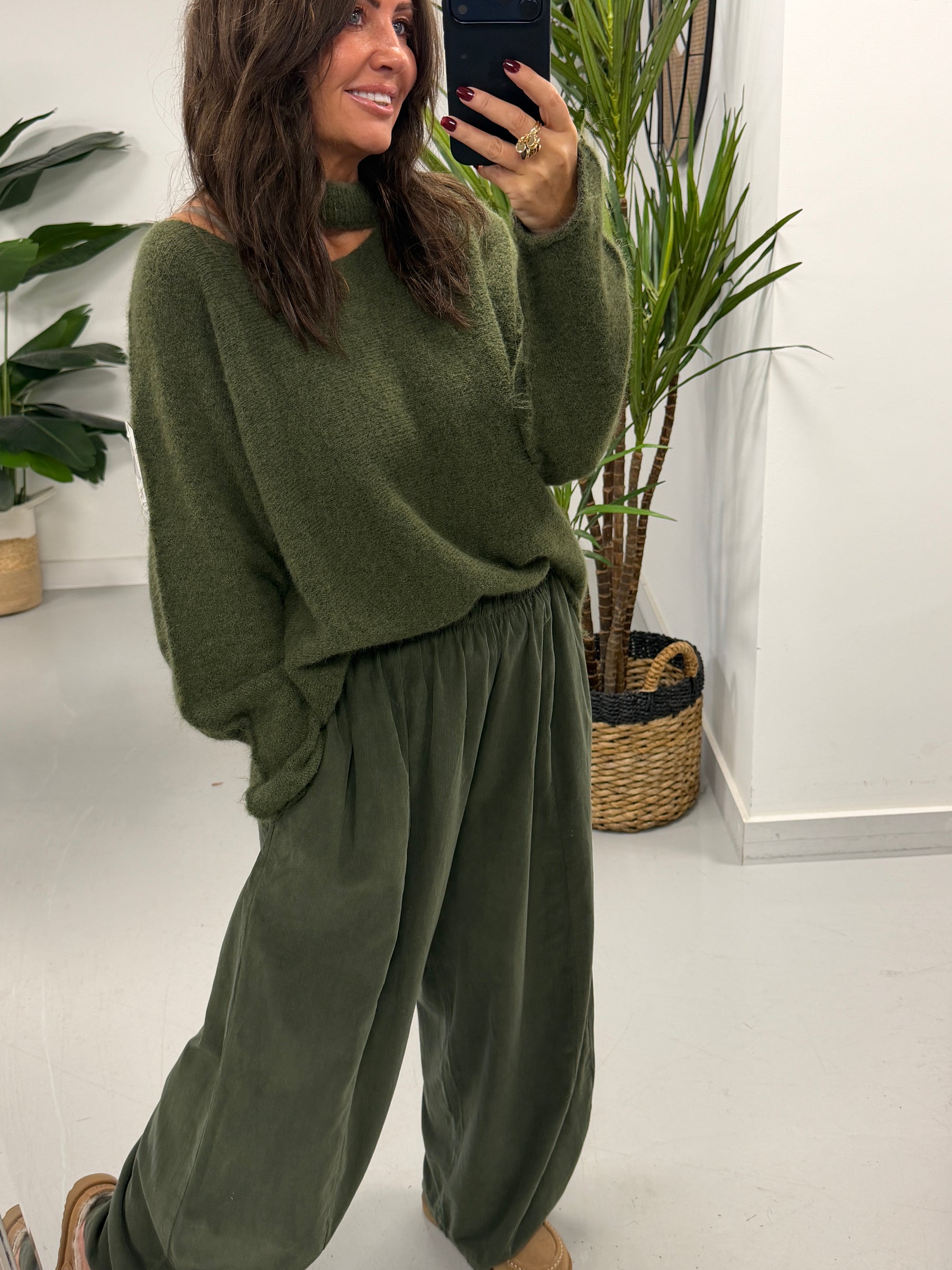 Slash Neck Knit  - Khaki (Size 10-16)