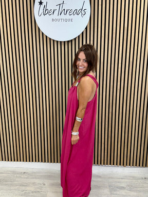 The Spring Shoulder Maxi - Cerise Pink