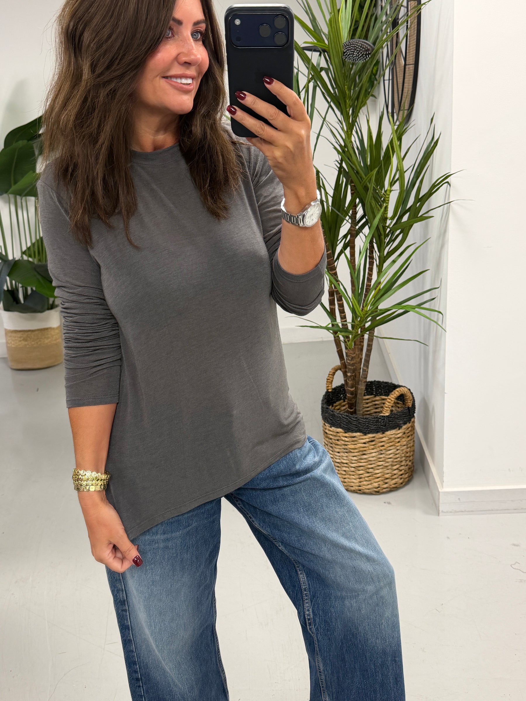 The Cashmere Blend Layering Top - Grey (Size 12-18)