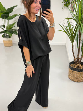 Gold Button Two Piece - Black