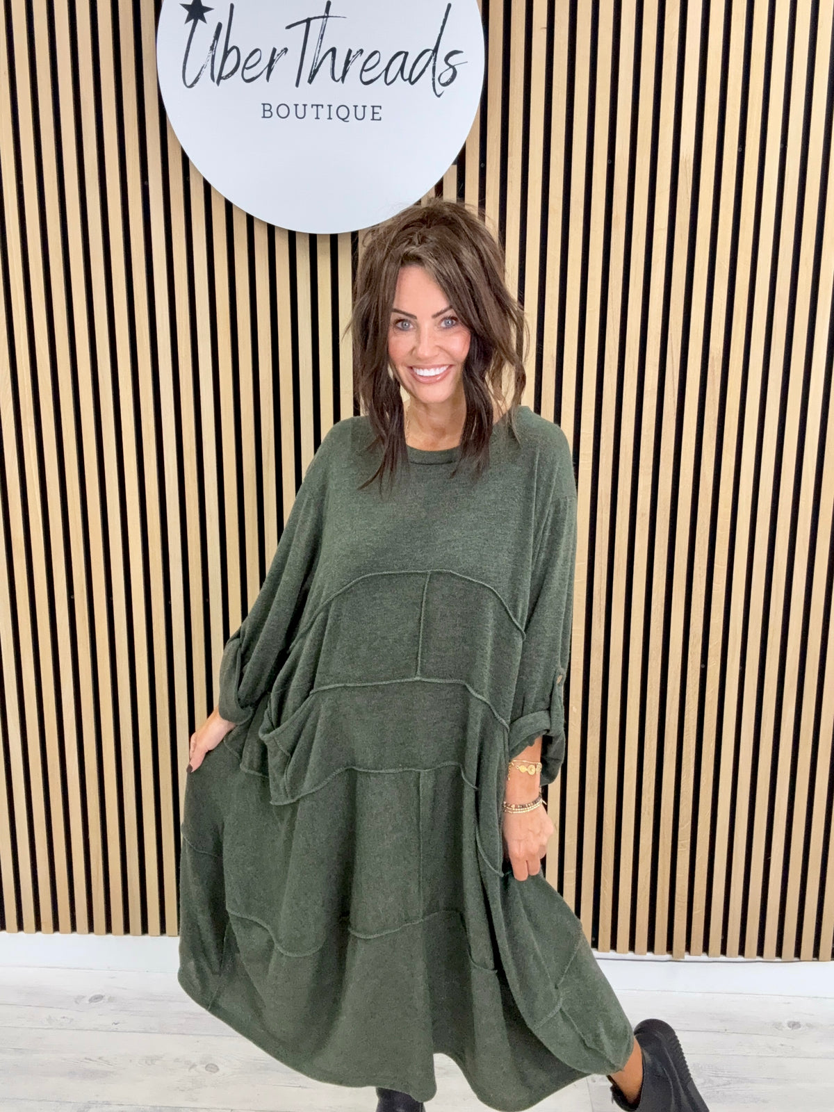 The Slouch Pocket Dress - Khaki