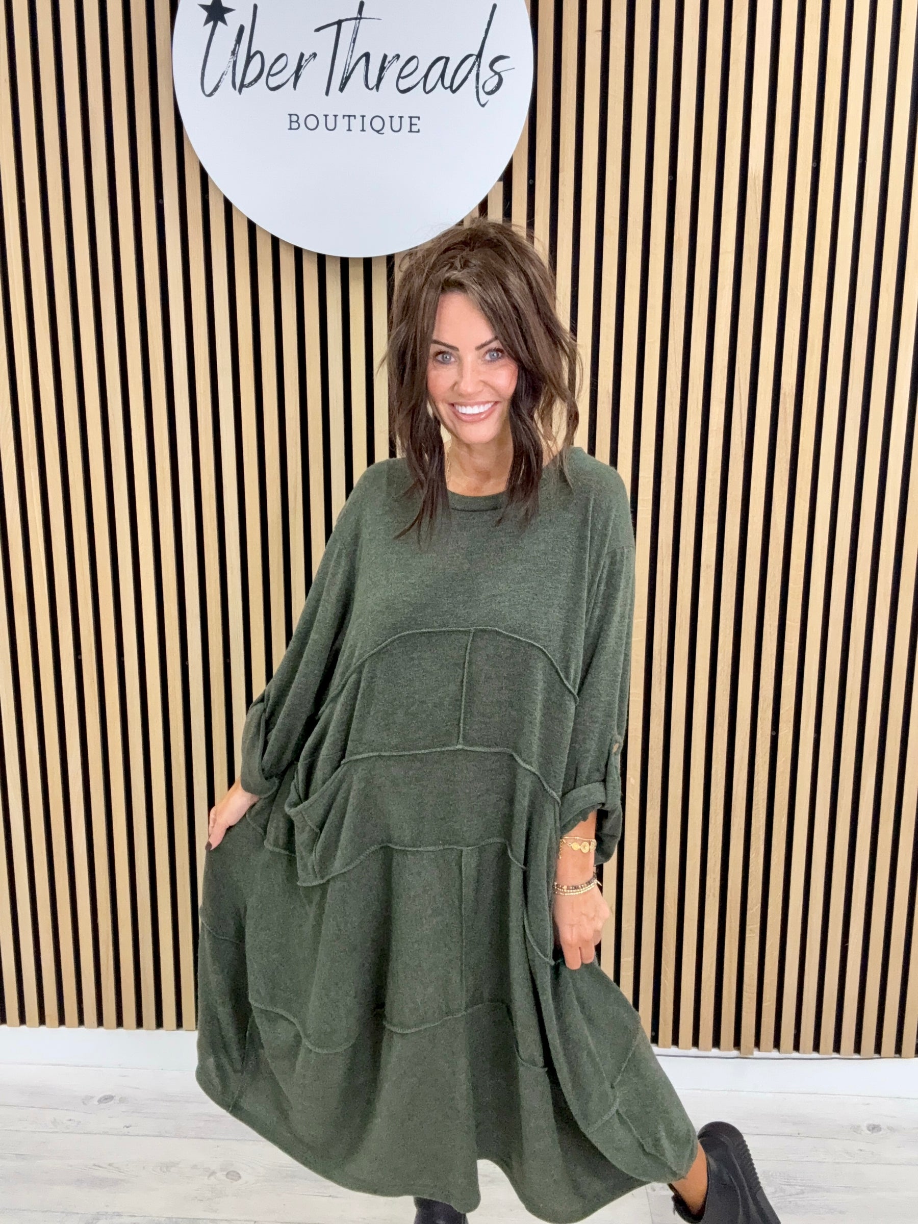 The Slouch Pocket Dress - Khaki
