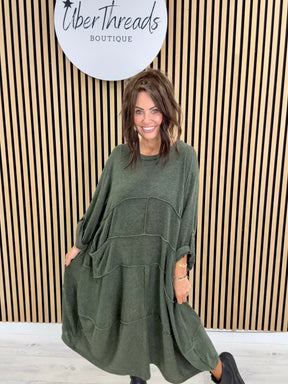 The Slouch Pocket Dress - Khaki