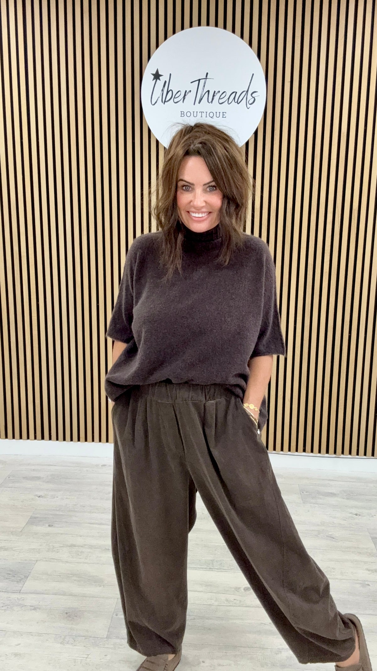 Hampton Needle cord Joggers - Chocolate