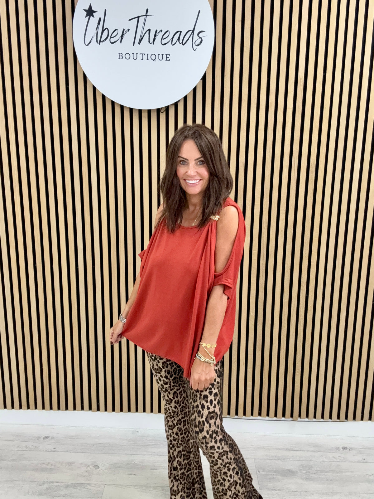 The Calle Cold Shoulder Soft Knit - Rust