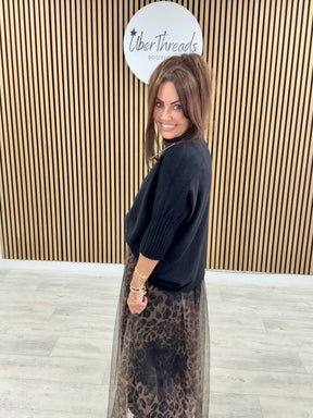 The Bradshaw Tulle Skirt - Black Animal