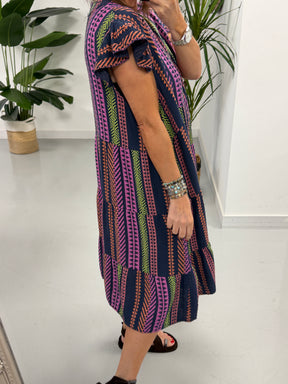 The Valencia Tiered Smock/Dress - Navy