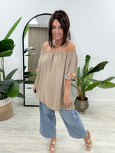 Daisy Sleeve Bardot Top - Camel