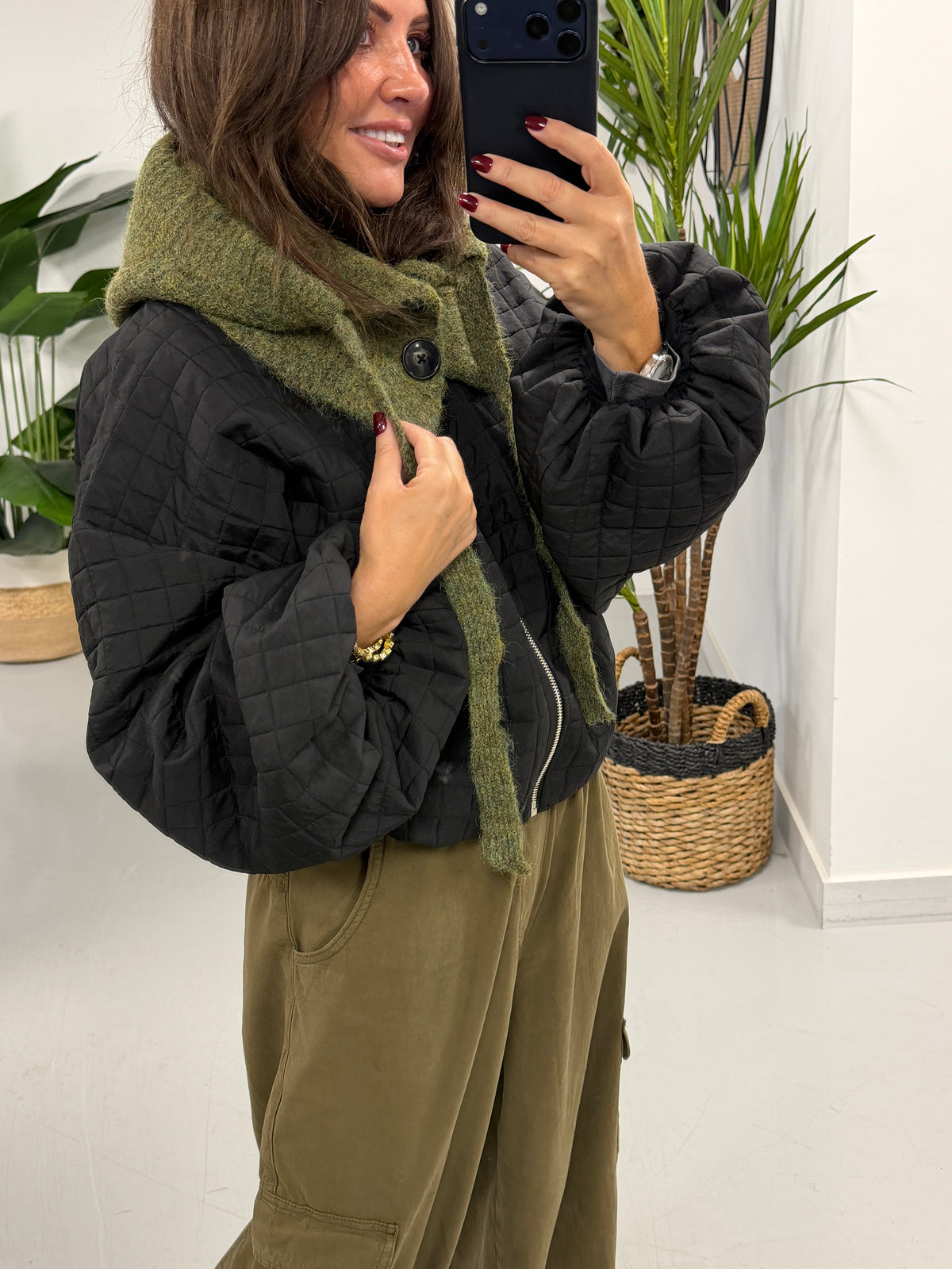 Ladies Button Snood - Khaki