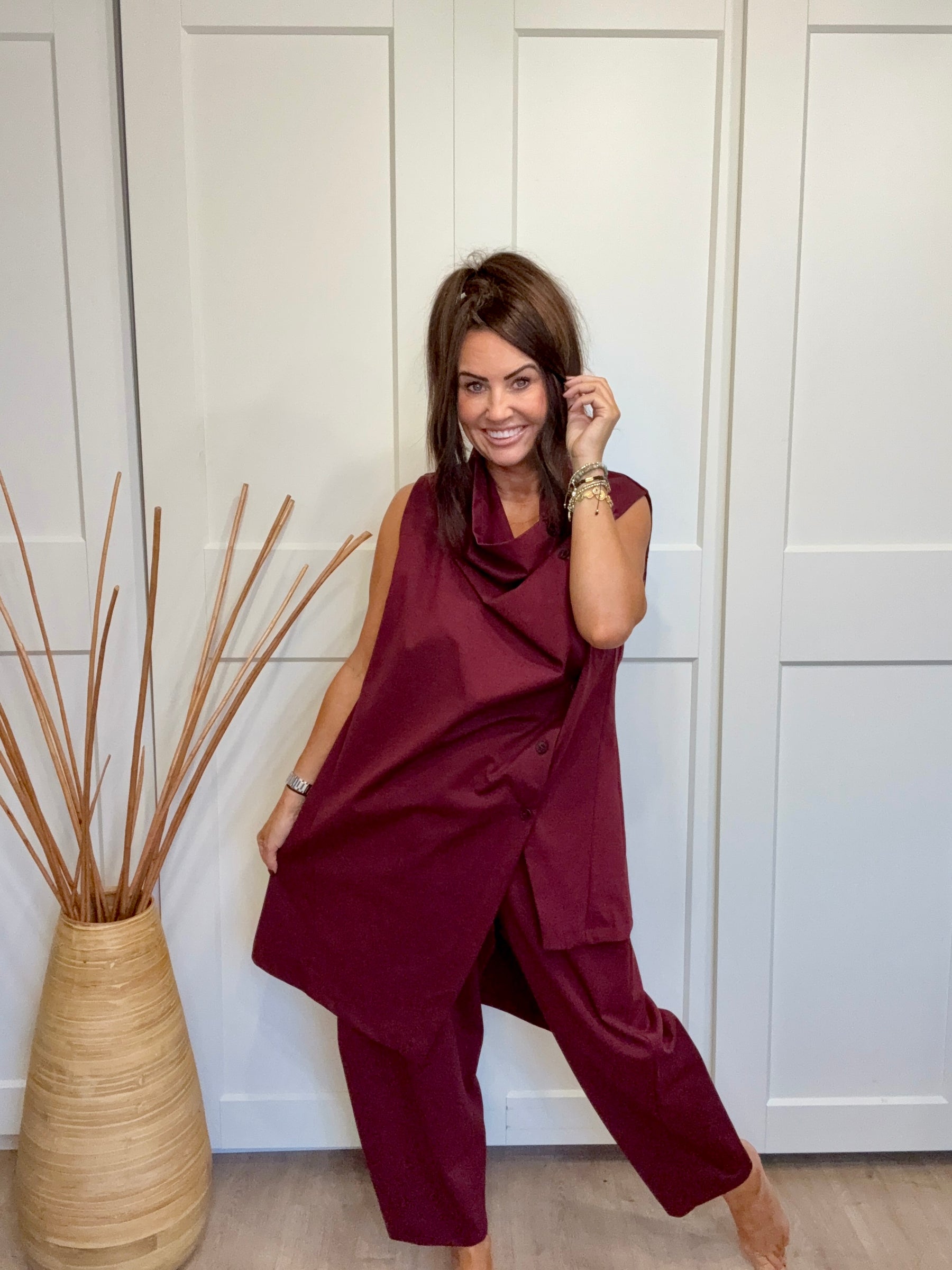 Hampton Asymmetric Ruffle WAISTCOAT - Mulberry