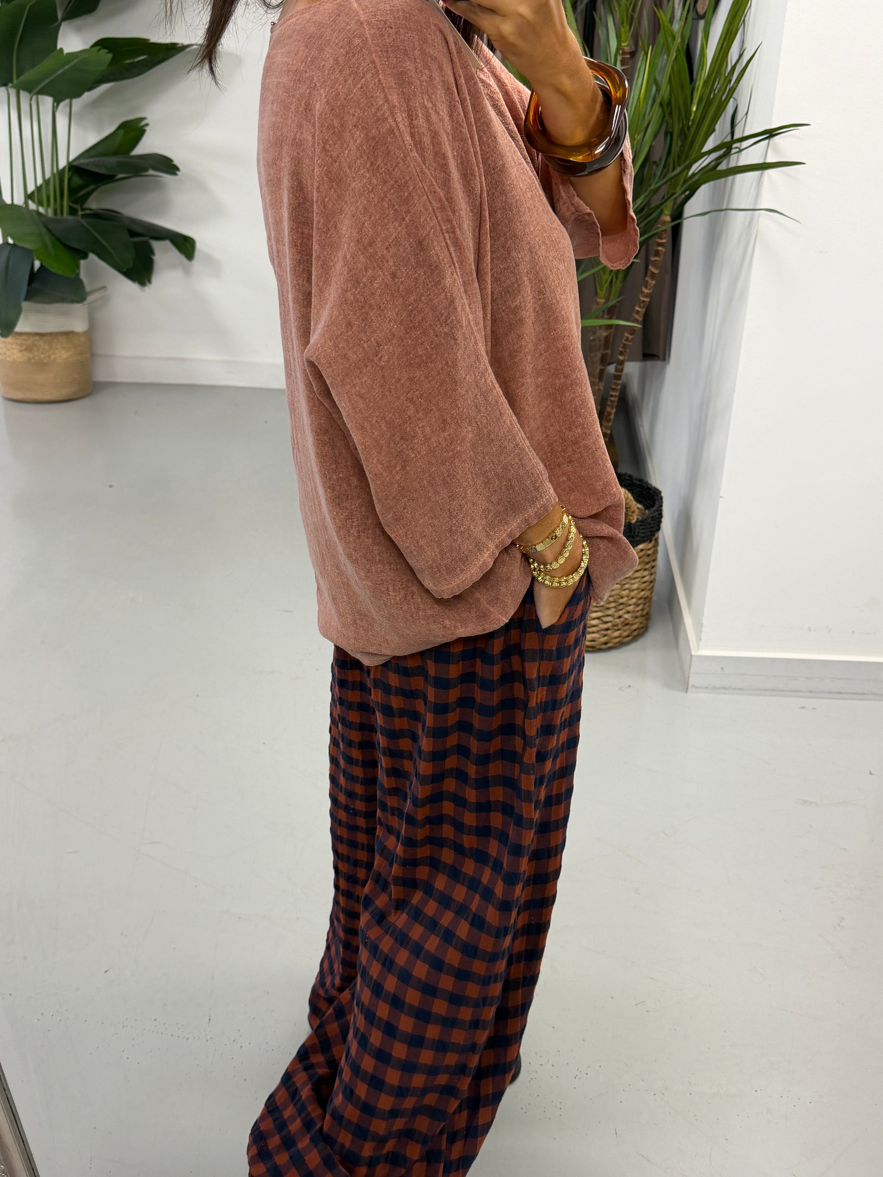Linen Blend Boxy Top - Hue