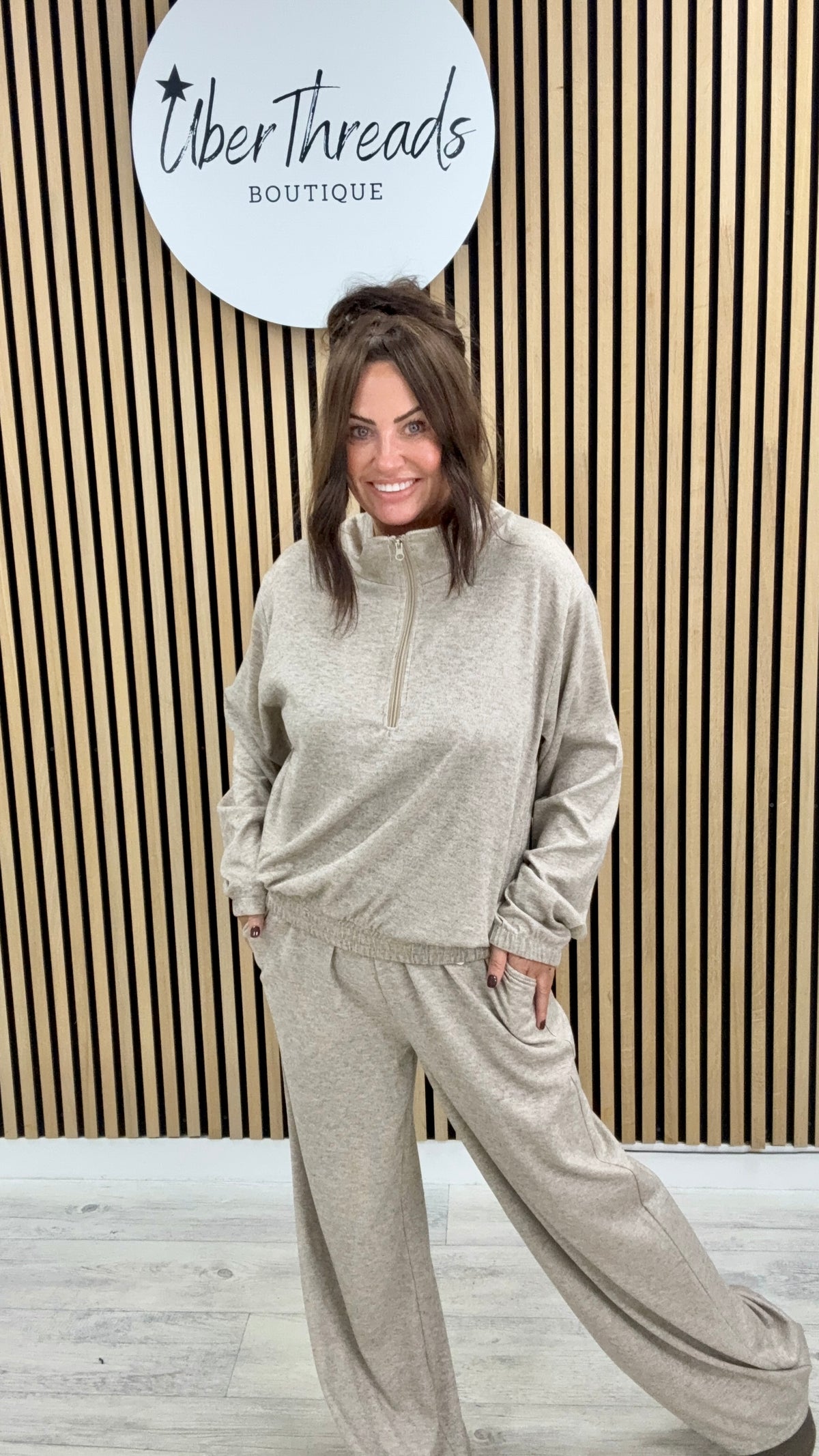 The Everyday Wide Leg Co-ord - Oatmeal (sized)