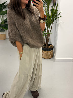 The Rustic Crop Sleeve Knit - Mocha