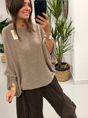 Bubble Sleeve Soft Knit - Taupe (Size 10-18)