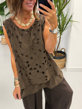 Willow Bloom Layered Tunic - Chocolate