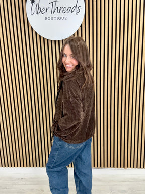 Ranch Funnel Neck Button Jacket  - Chocolate