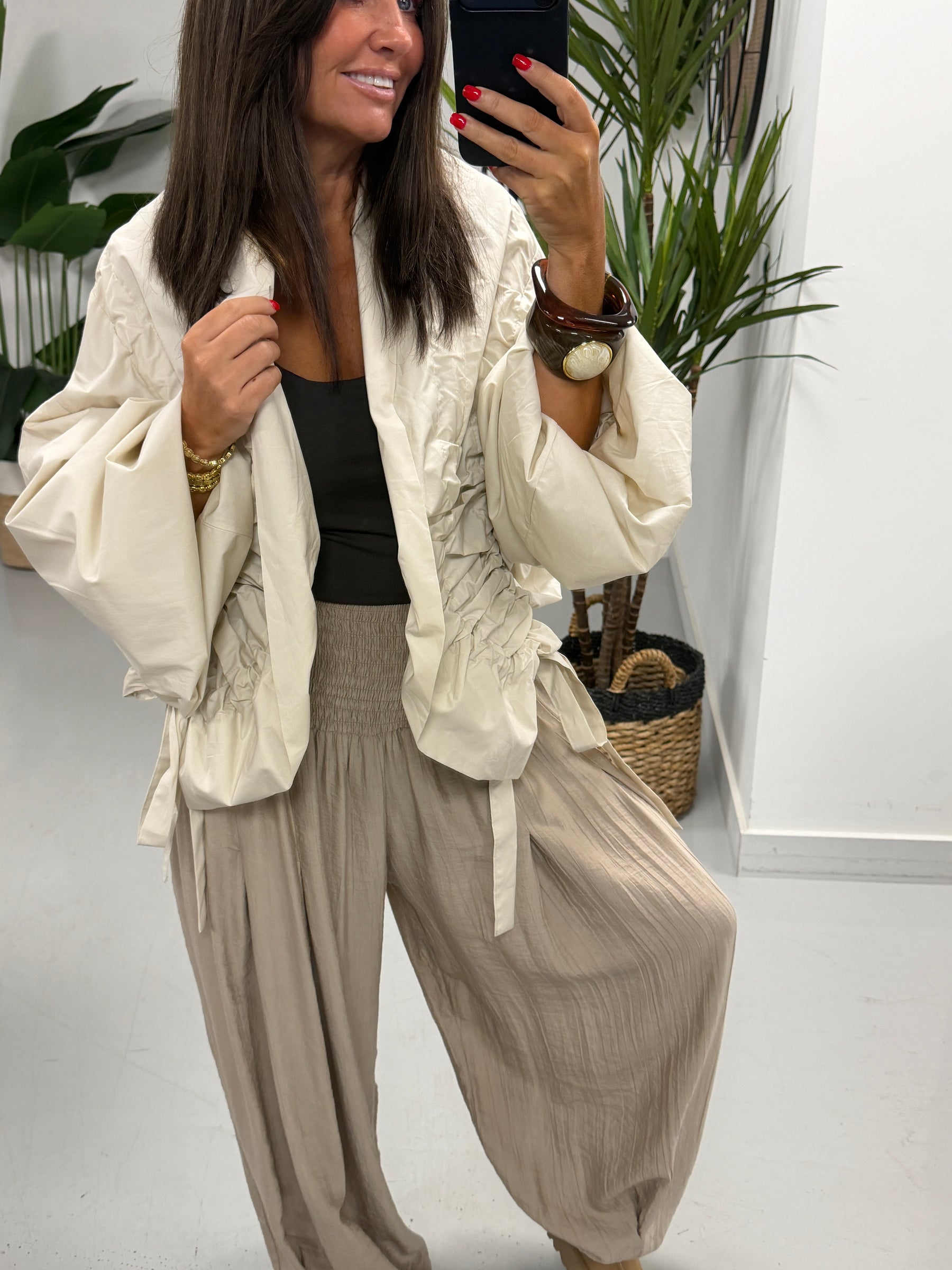 The Urban Ruched Jacket - Cream