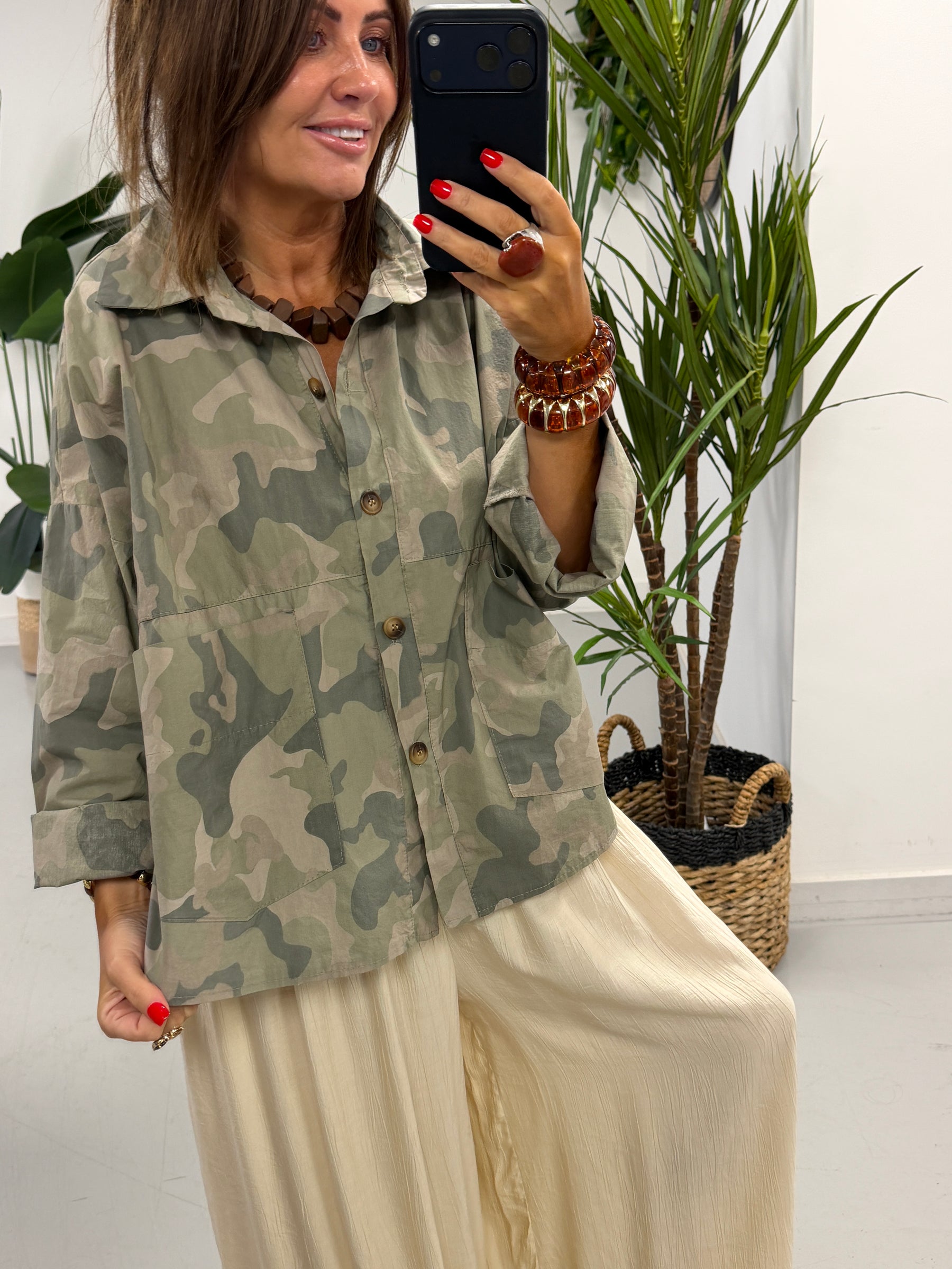 The Retro Camo Shacket - Light Khaki
