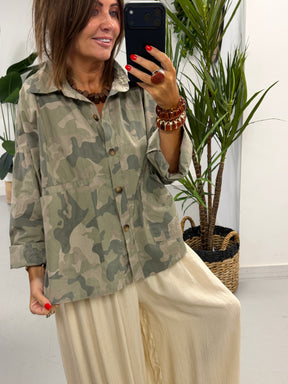 The Retro Camo Shacket - Light Khaki