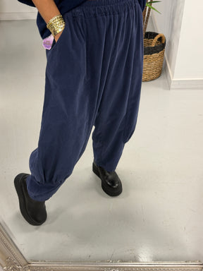 The Orleans Needlecord Joggers - Navy (Size 10-18)