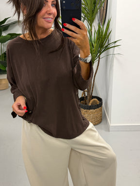 Military Slouch Top - Chocolate