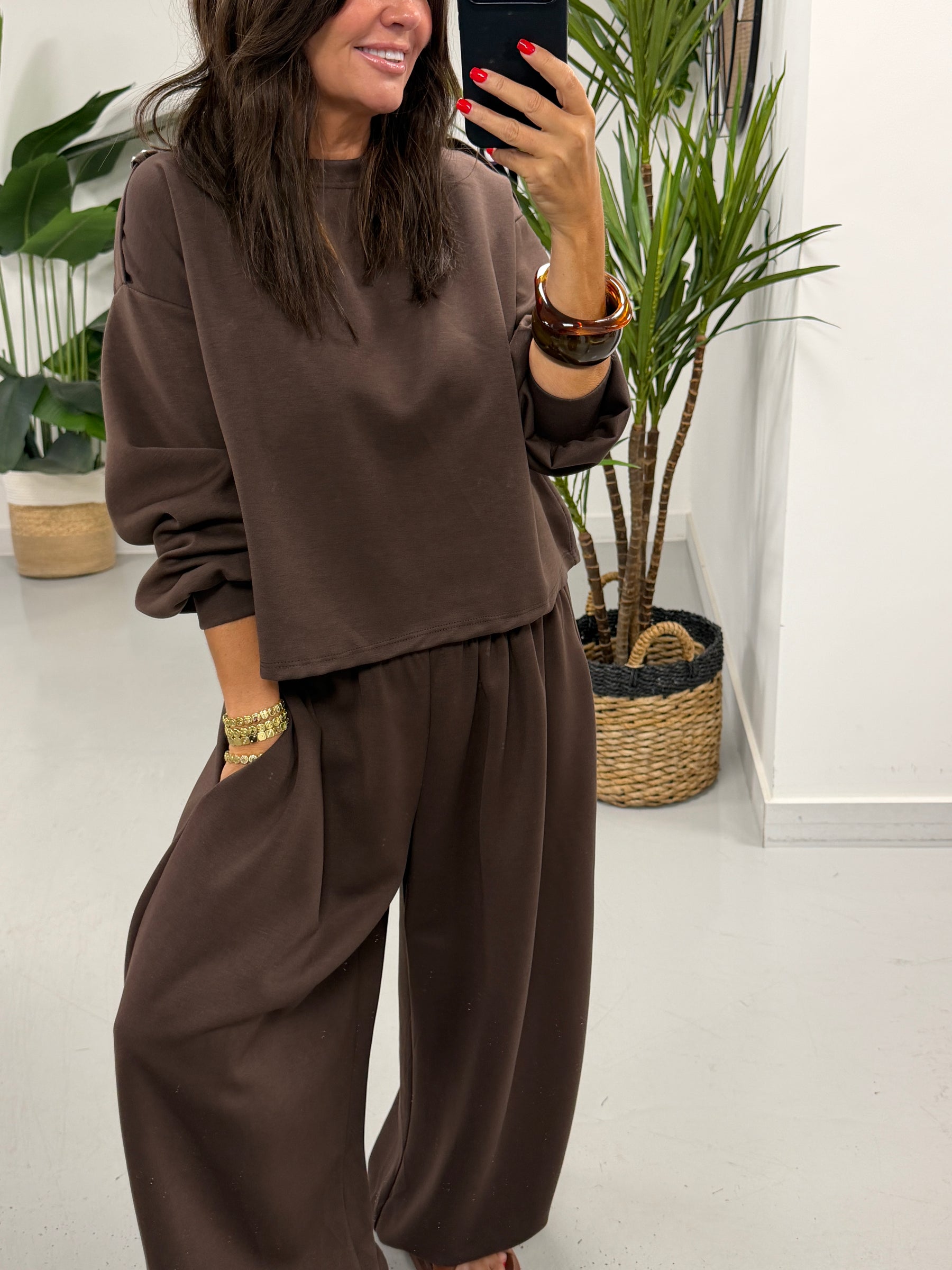 The Soft Touch Military Boxy Sweat - Chocolate