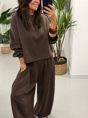 The Soft Touch Military Boxy Sweat - Chocolate