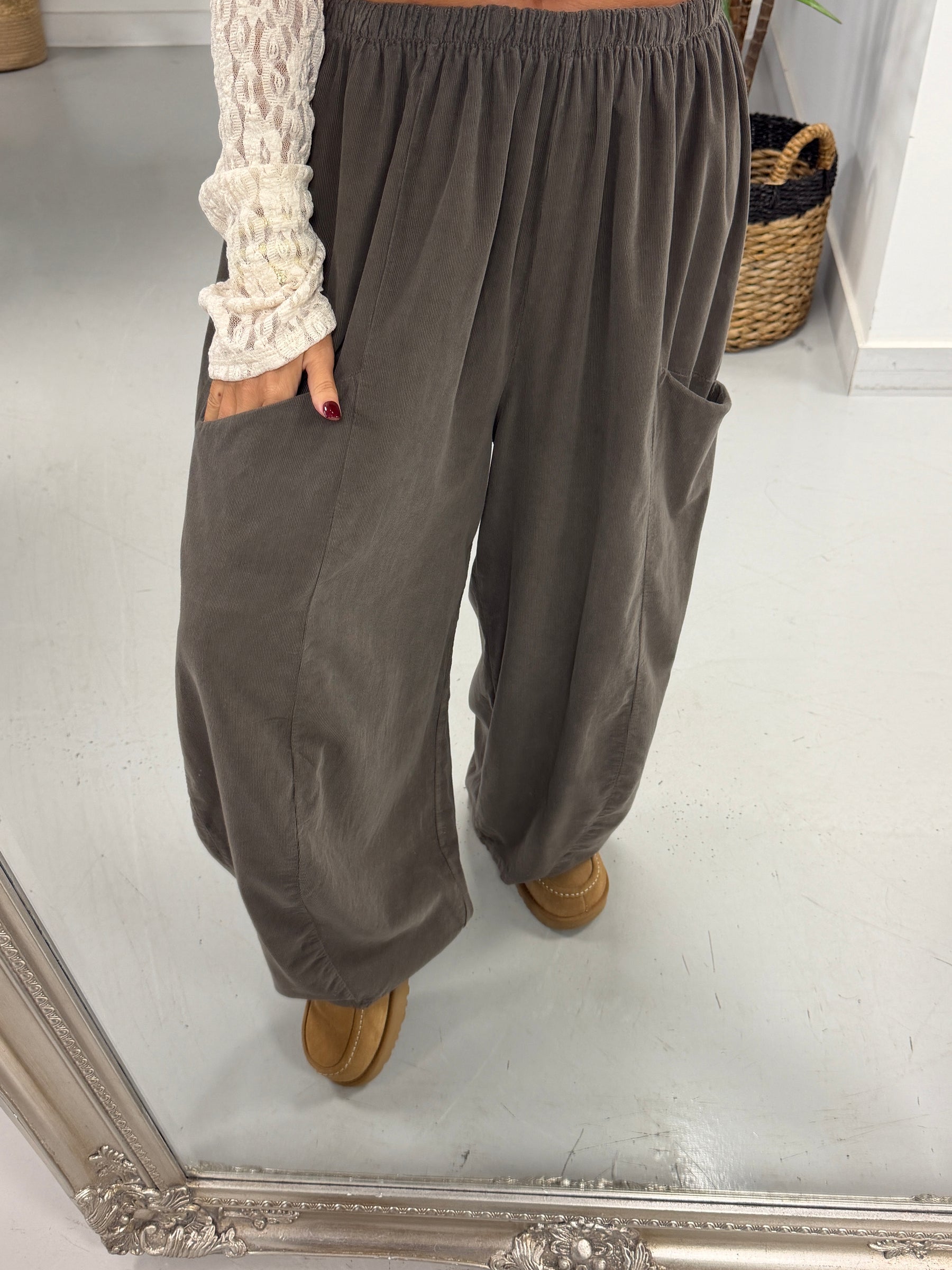 The Barrel Pocket Needlecord Joggers - Taupe (Size 10-18)