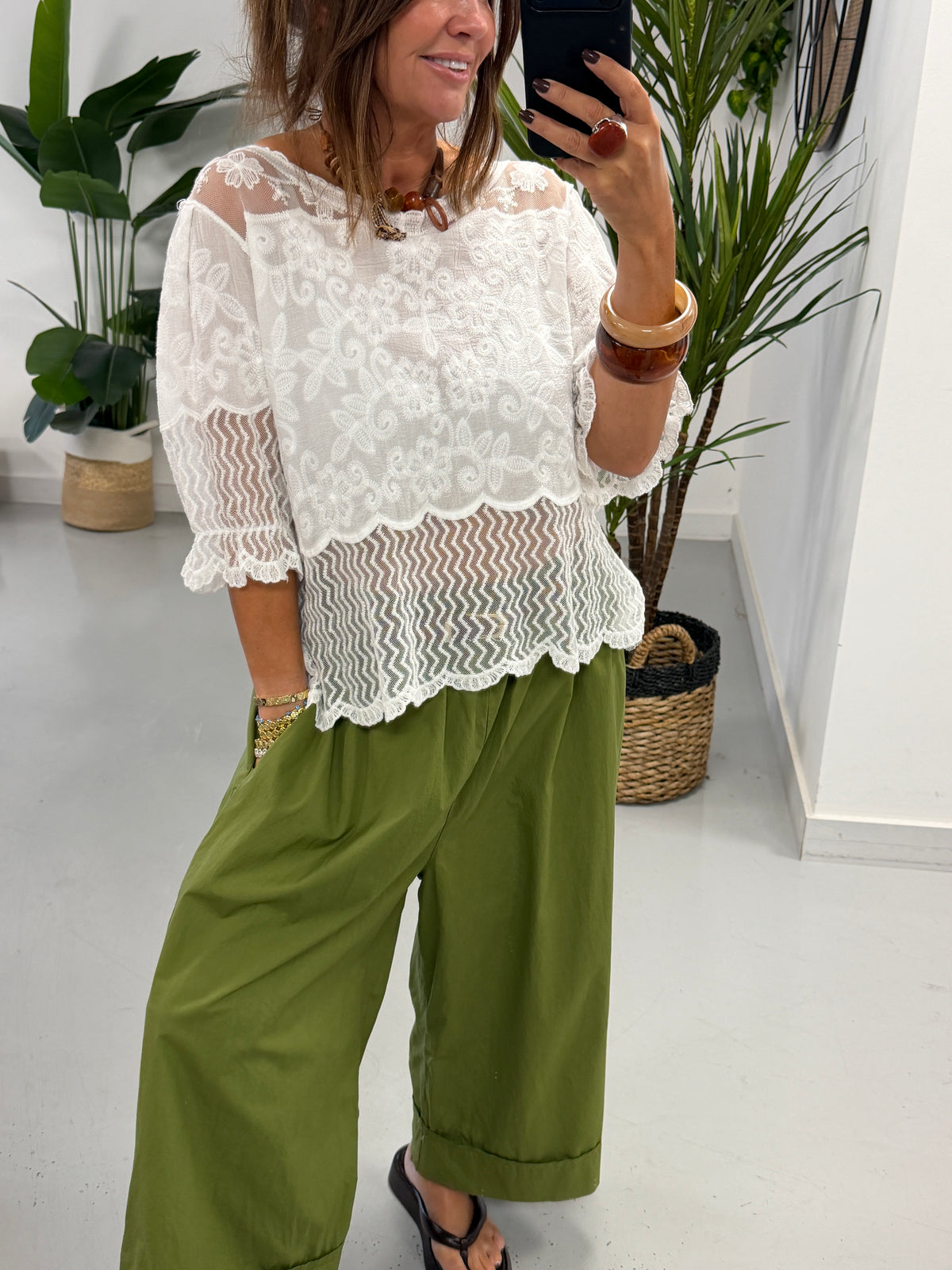Lyra Lace Mesh Tunic - White
