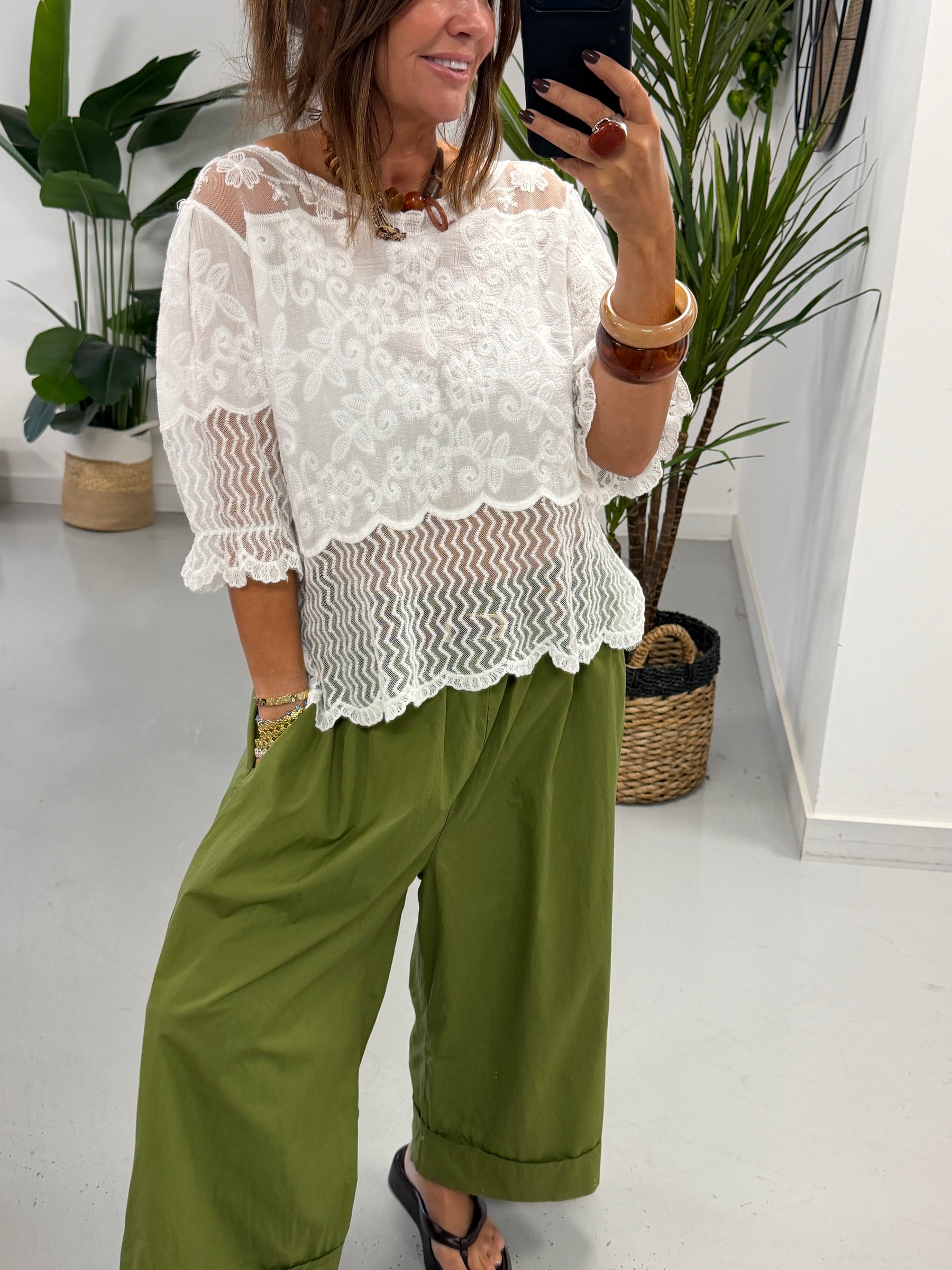 Lyra Lace Mesh Tunic - White