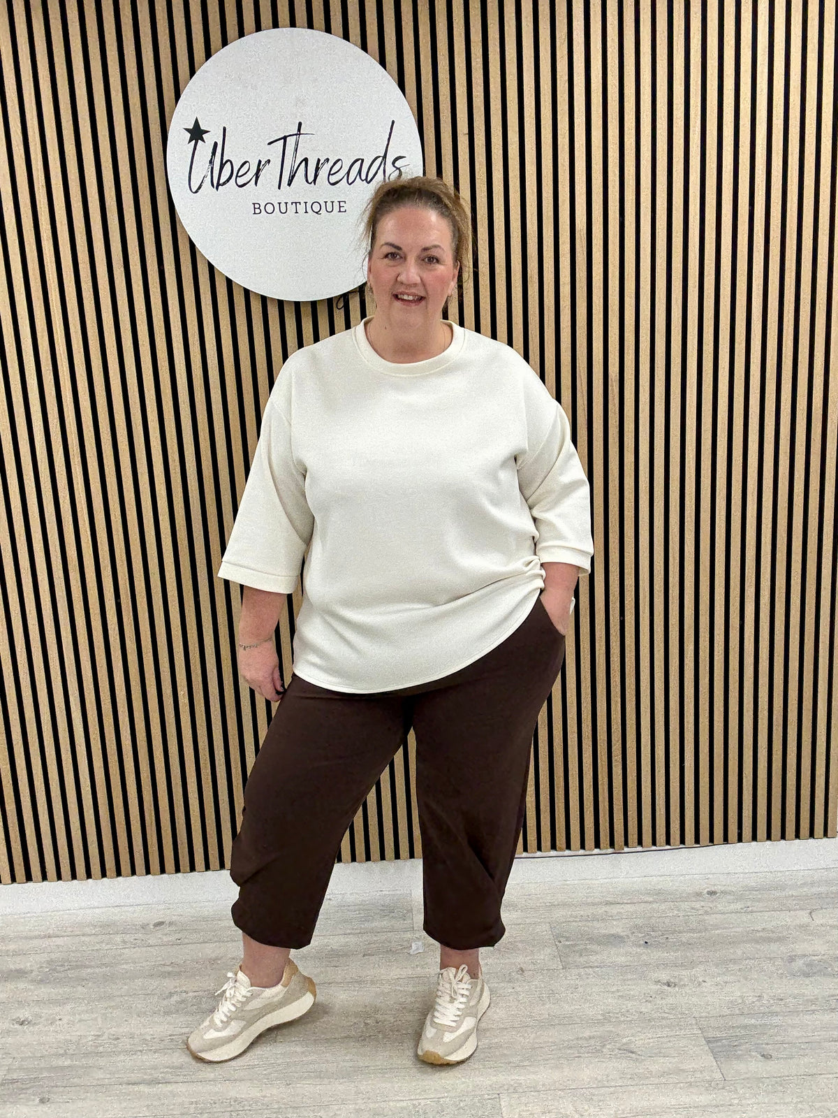 Hampton Side Pleat Scuba Joggers (PLUS) - Chocolate