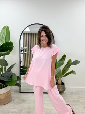 The Frill Sleeve Co Ord - Baby Pink
