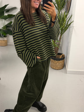Jumbo Cord Barrel Trousers - Khaki (Size 10-14)