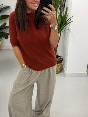 The Drift Crop Sleeve Knit - Wine (Size 10-14)