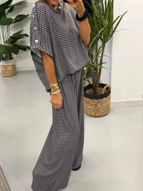 Gingham Military Two Piece - Black
