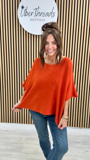 Gracie Crop Sleeve Knit - Burnt Orange
