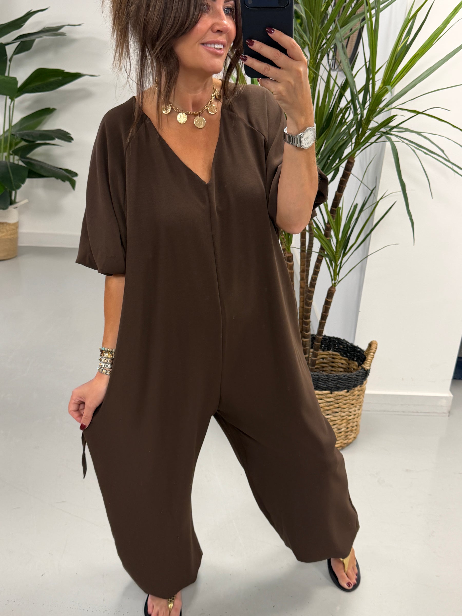 Marrakesh Balloon Jumpsuit - Chocolate