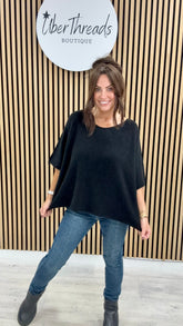 Gracie Crop Sleeve Knit - Black