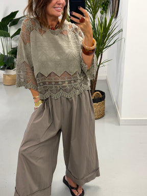 Seville Lace Top - Taupe