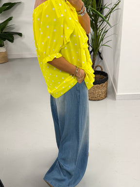 Spot of Summer Waterfall Blouse - Bright Yellow