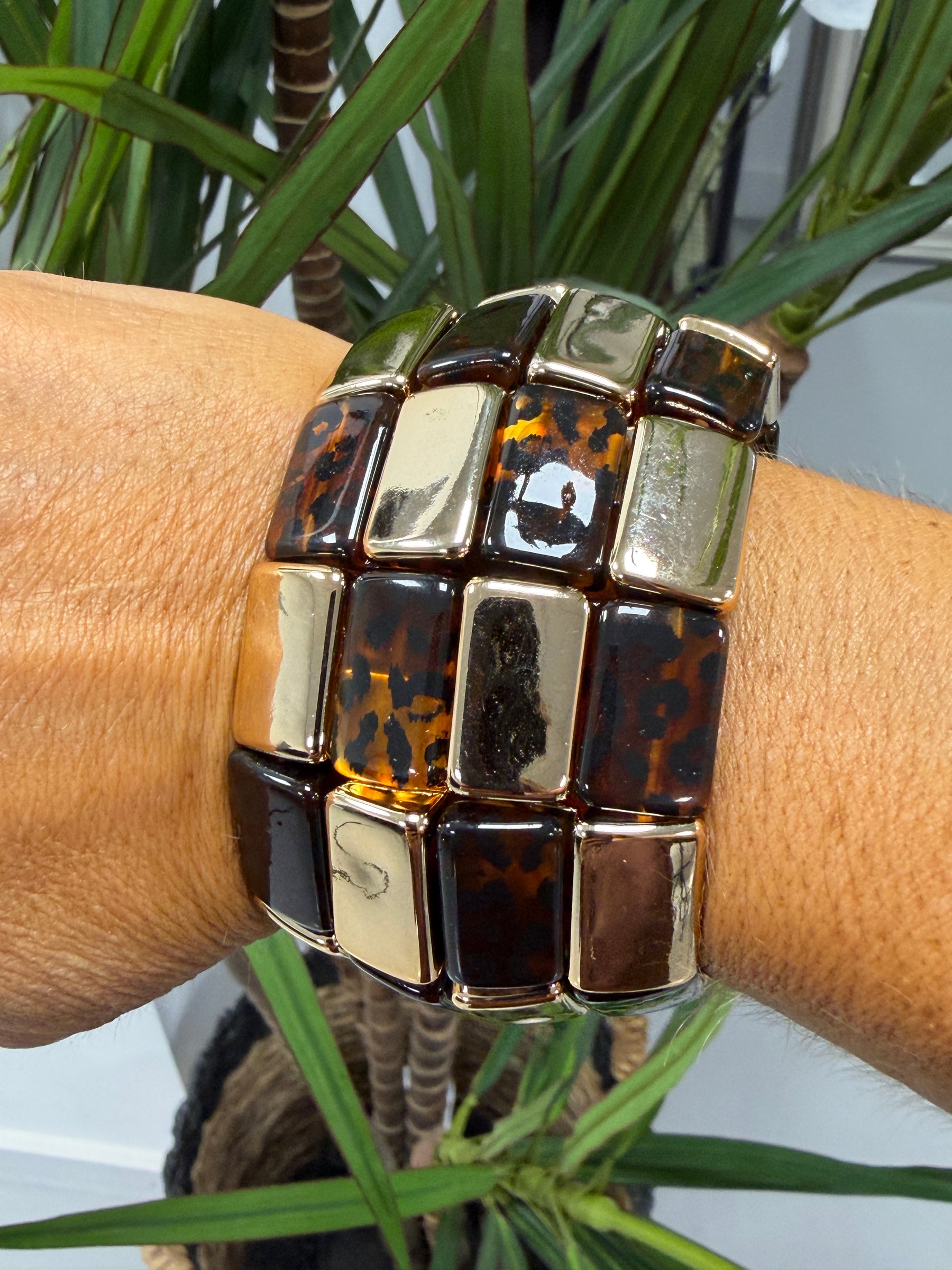 Elasticated Animal Print and Gold (Dark)