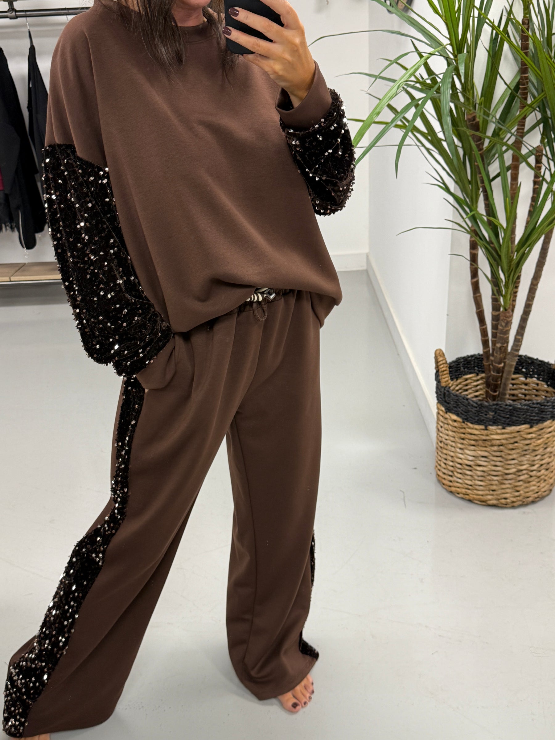 The Scuba Sequin Two Piece - Chocolate