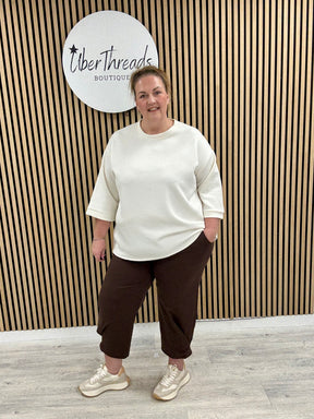 Hampton Side Pleat Scuba Joggers (PLUS) - Chocolate