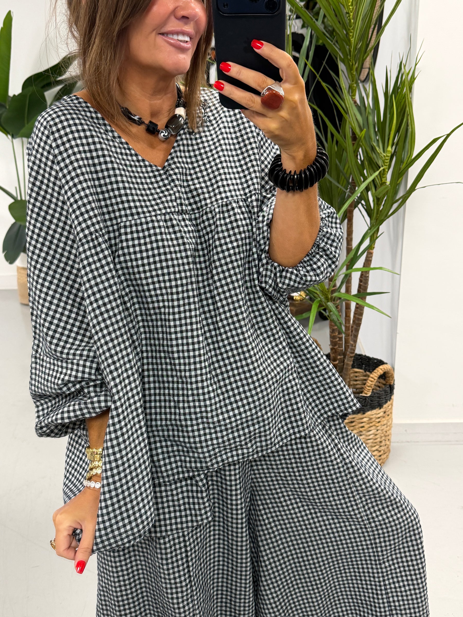 The Vichy Gingham Tunic - Black