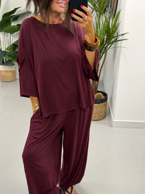 The UTB Weekend Slouch Co-Ord - Wine (Size 2)