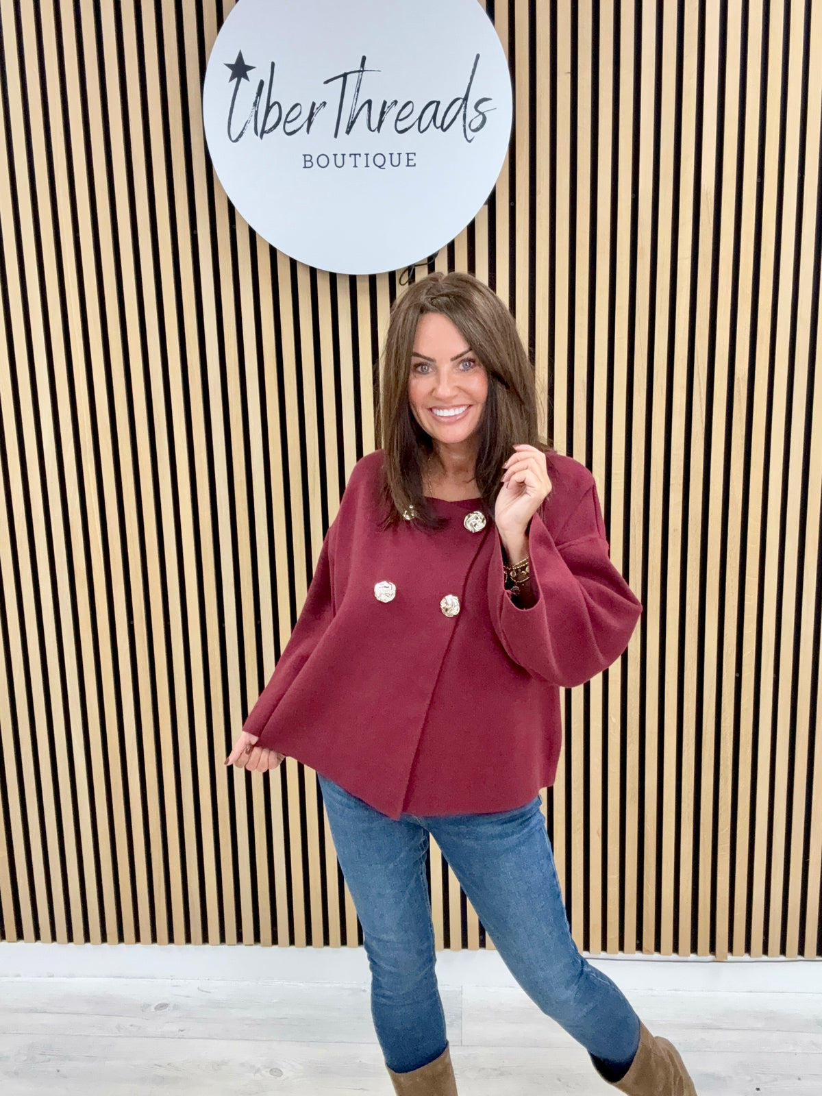 Rosa Double Breasted Soft Knit - Mulberry