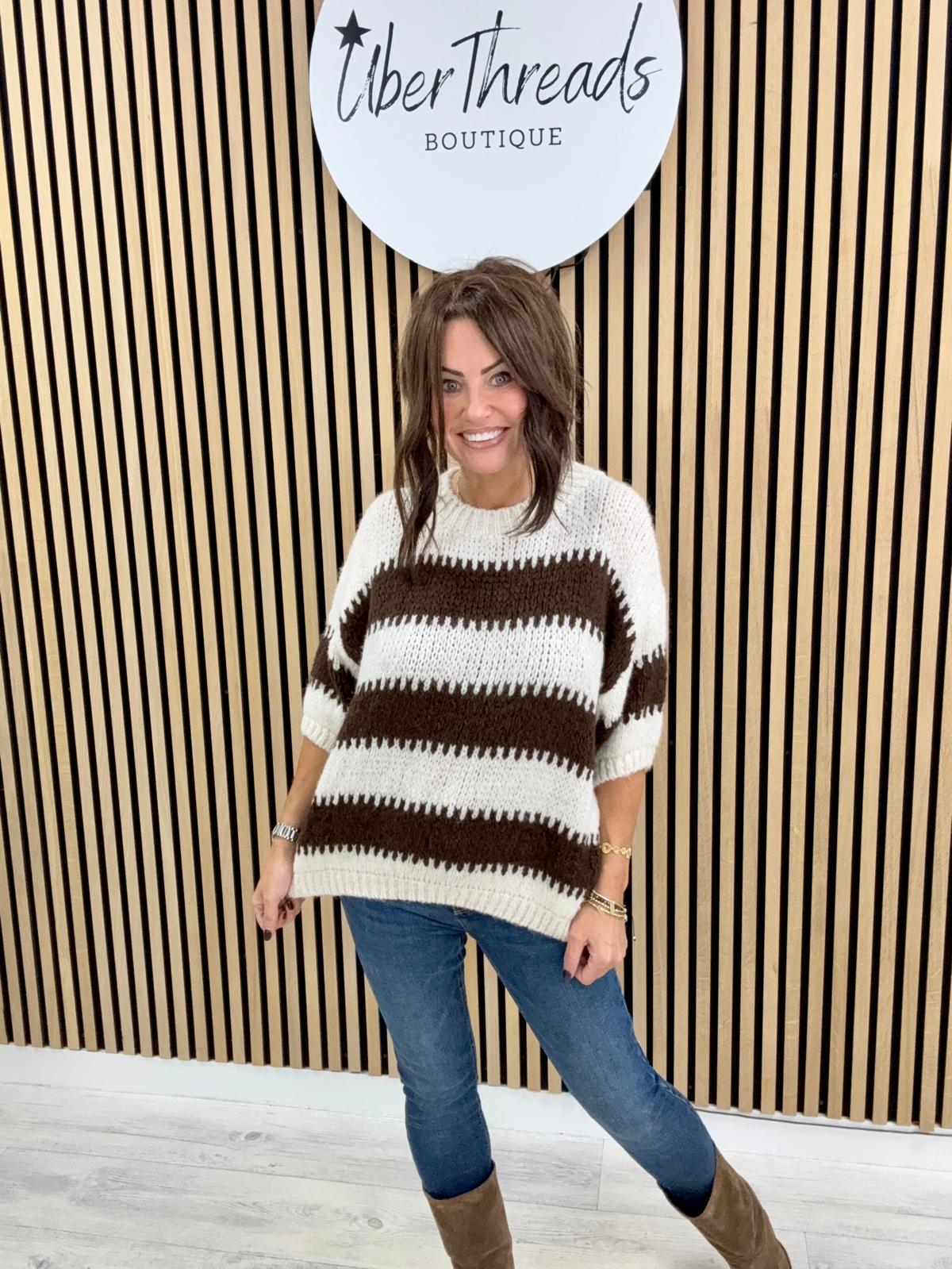 The Maple Stripe Crop Sleeve Knit